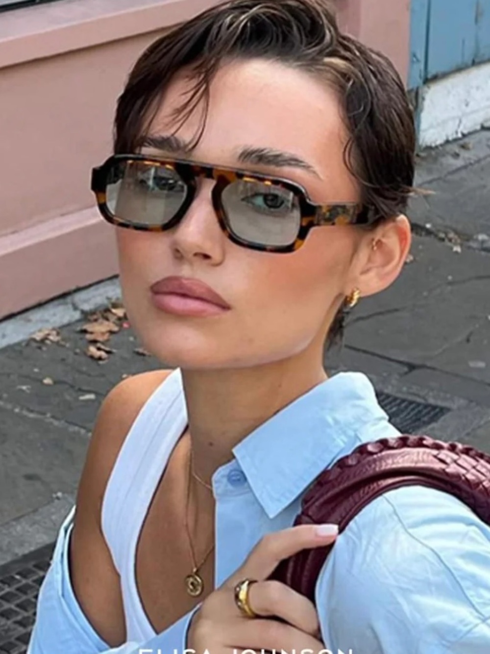 Elisa Johnson Mini Jane Sunglasses - NWT - brown tortoiseshell blue lenses